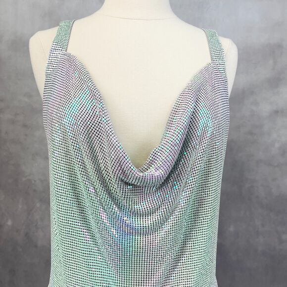 House of Harlow 1960 Rhinestone Mini Dress Womens Medium Disco Iridescent Club - Picture 3 of 9